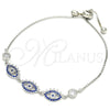 Pulsera Elegante 03.369.0006.10 Plata Rodinada, con Zirconia Cubica Zafiro Azul y Blanca, Pulido, Rodinado (Grosor 01 MM, 10 Pulgadas de Largo)