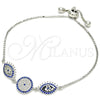 Pulsera Elegante 03.369.0007.10 Plata Rodinada, con Zirconia Cubica Zafiro Azul y Blanca, Pulido, Rodinado (Grosor 01 MM, 10 Pulgadas de Largo)