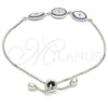 Pulsera Elegante 03.369.0007.10 Plata Rodinada, con Zirconia Cubica Zafiro Azul y Blanca, Pulido, Rodinado (Grosor 01 MM, 10 Pulgadas de Largo)