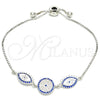Pulsera Elegante 03.369.0007.10 Plata Rodinada, con Zirconia Cubica Zafiro Azul y Blanca, Pulido, Rodinado (Grosor 01 MM, 10 Pulgadas de Largo)