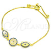Pulsera Elegante 03.369.0007.2.10 Plata Rodinada, con Zirconia Cubica Zafiro Azul y Blanca, Pulido, Tono Dorado (Grosor 01 MM, 10 Pulgadas de Largo)