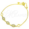 Pulsera Elegante 03.369.0008.2.10 Plata Rodinada, con Zirconia Cubica Zafiro Azul y Blanca, Pulido, Tono Dorado (Grosor 01 MM, 10 Pulgadas de Largo)