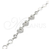 Pulsera Elegante 03.369.0009.07 Plata Rodinada, Diseño de Corazón y Candado, con Zirconia Cubica Blanca, Pulido, Rodinado (Grosor 06 MM, 7 Pulgadas de Largo)