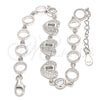 Pulsera Elegante 03.369.0009.07 Plata Rodinada, Diseño de Corazón y Candado, con Zirconia Cubica Blanca, Pulido, Rodinado (Grosor 06 MM, 7 Pulgadas de Largo)