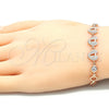 Pulsera Elegante 03.369.0009.1.07 Plata Rodinada, Diseño de Corazón y Candado, con Zirconia Cubica Blanca, Pulido, Tono Rosado (Grosor 06 MM, 7 Pulgadas de Largo)