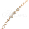 Pulsera Elegante 03.369.0009.1.07 Plata Rodinada, Diseño de Corazón y Candado, con Zirconia Cubica Blanca, Pulido, Tono Rosado (Grosor 06 MM, 7 Pulgadas de Largo)