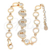 Pulsera Elegante 03.369.0009.1.07 Plata Rodinada, Diseño de Corazón y Candado, con Zirconia Cubica Blanca, Pulido, Tono Rosado (Grosor 06 MM, 7 Pulgadas de Largo)