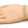 Pulsera Elegante 03.369.0009.2.07 Plata Rodinada, Diseño de Corazón y Candado, con Zirconia Cubica Blanca, Pulido, Tono Dorado (Grosor 06 MM, 7 Pulgadas de Largo)