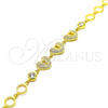 Pulsera Elegante 03.369.0009.2.07 Plata Rodinada, Diseño de Corazón y Candado, con Zirconia Cubica Blanca, Pulido, Tono Dorado (Grosor 06 MM, 7 Pulgadas de Largo)