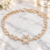 Pulsera Elegante 03.369.0010.1.07 Plata Rodinada, Diseño de Judaica y Estrella de Davi, con Zirconia Cubica Blanca, Pulido, Tono Rosado (Grosor 05 MM, 7 Pulgadas de Largo)