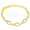 Pulsera Elegante 03.369.0011.2.07 Plata Rodinada, Diseño de Mano de Dios, con Blanca Zirconia Cubica, Pulido, Tono Dorado (05 MM Thickness, 7 Inches Length)