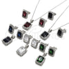 Juego de Arete y Dije de Adulto 10.175.0061.4 Plata Rodinada, con Zirconia Cubica Negro y Blanca, Pulido, Rodinado