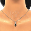 Juego de Arete y Dije de Adulto 10.175.0068.2 Plata Rodinada, con Zirconia Cubica Verde y Micro Pave Blanca, Pulido, Rodinado