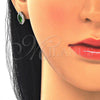 Juego de Arete y Dije de Adulto 10.175.0068.2 Plata Rodinada, con Zirconia Cubica Verde y Micro Pave Blanca, Pulido, Rodinado