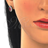 Juego de Arete y Dije de Adulto 10.175.0068.3 Plata Rodinada, con Zirconia Cubica Rubi y Micro Pave Blanca, Pulido, Rodinado