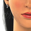 Juego de Arete y Dije de Adulto 10.175.0068.4 Plata Rodinada, con Zirconia Cubica Negro y Micro Pave Blanca, Pulido, Rodinado