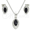Juego de Arete y Dije de Adulto 10.175.0068.4 Plata Rodinada, con Zirconia Cubica Negro y Micro Pave Blanca, Pulido, Rodinado