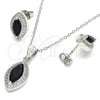 Juego de Arete y Dije de Adulto 10.175.0068.4 Plata Rodinada, con Zirconia Cubica Negro y Micro Pave Blanca, Pulido, Rodinado