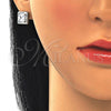 Juego de Arete y Dije de Adulto 10.175.0069 Plata Rodinada, con Zirconia Cubica Blanca y Micro Pave Blanca, Pulido, Rodinado