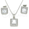 Juego de Arete y Dije de Adulto 10.175.0069 Plata Rodinada, con Zirconia Cubica Blanca y Micro Pave Blanca, Pulido, Rodinado