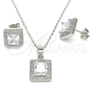 Juego de Arete y Dije de Adulto 10.175.0069 Plata Rodinada, con Zirconia Cubica Blanca y Micro Pave Blanca, Pulido, Rodinado