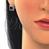 Juego de Arete y Dije de Adulto 10.175.0069.1 Plata Rodinada, con Zirconia Cubica Zafiro Azul y Micro Pave Blanca, Pulido, Rodinado
