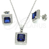 Juego de Arete y Dije de Adulto 10.175.0069.1 Plata Rodinada, con Zirconia Cubica Zafiro Azul y Micro Pave Blanca, Pulido, Rodinado