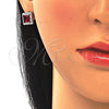 Juego de Arete y Dije de Adulto 10.175.0069.2 Plata Rodinada, con Zirconia Cubica Rubi y Micro Pave Blanca, Pulido, Rodinado