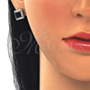 Juego de Arete y Dije de Adulto 10.175.0069.4 Plata Rodinada, con Zirconia Cubica Negro y Micro Pave Blanca, Pulido, Rodinado