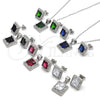 Juego de Arete y Dije de Adulto 10.175.0069.4 Plata Rodinada, con Zirconia Cubica Negro y Micro Pave Blanca, Pulido, Rodinado