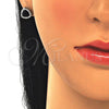 Juego de Arete y Dije de Adulto 10.175.0070.4 Plata Rodinada, con Zirconia Cubica Negro y Micro Pave Blanca, Pulido, Rodinado