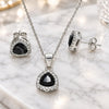 Juego de Arete y Dije de Adulto 10.175.0070.4 Plata Rodinada, con Zirconia Cubica Negro y Micro Pave Blanca, Pulido, Rodinado