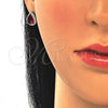 Juego de Arete y Dije de Adulto 10.175.0072.3 Plata Rodinada, Diseño de Gota, con Zirconia Cubica Rubi y Micro Pave Blanca, Pulido, Rodinado
