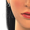 Juego de Arete y Dije de Adulto 10.175.0072.4 Plata Rodinada, Diseño de Gota, con Zirconia Cubica Negro y Micro Pave Blanca, Pulido, Rodinado