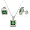 Juego de Arete y Dije de Adulto 10.175.0073.1 Plata Rodinada, con Zirconia Cubica Verde y Micro Pave Blanca, Pulido, Rodinado