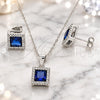 Juego de Arete y Dije de Adulto 10.175.0073.2 Plata Rodinada, con Zirconia Cubica Zafiro Azul y Micro Pave Blanca, Pulido, Rodinado