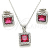 Juego de Arete y Dije de Adulto 10.175.0073.3 Plata Rodinada, con Zirconia Cubica Rubi y Micro Pave Blanca, Pulido, Rodinado