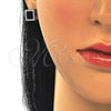 Juego de Arete y Dije de Adulto 10.175.0073.4 Plata Rodinada, con Zirconia Cubica Negro y Micro Pave Blanca, Pulido, Rodinado