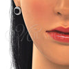 Juego de Arete y Dije de Adulto 10.175.0074.4 Plata Rodinada, con Zirconia Cubica Negro y Micro Pave Blanca, Pulido, Rodinado
