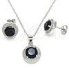Juego de Arete y Dije de Adulto 10.175.0074.4 Plata Rodinada, con Zirconia Cubica Negro y Micro Pave Blanca, Pulido, Rodinado