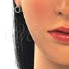 Juego de Arete y Dije de Adulto 10.175.0075.4 Plata Rodinada, con Zirconia Cubica Negro y Micro Pave Blanca, Pulido, Rodinado