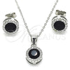 Juego de Arete y Dije de Adulto 10.175.0075.4 Plata Rodinada, con Zirconia Cubica Negro y Micro Pave Blanca, Pulido, Rodinado