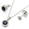 Juego de Arete y Dije de Adulto 10.175.0075.4 Plata Rodinada, con Zirconia Cubica Negro y Micro Pave Blanca, Pulido, Rodinado