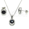 Juego de Arete y Dije de Adulto 10.175.0075.4 Plata Rodinada, con Zirconia Cubica Negro y Micro Pave Blanca, Pulido, Rodinado