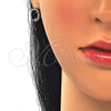 Juego de Arete y Dije de Adulto 10.175.0054.4 Plata Rodinada, con Zirconia Cubica Negro y Blanca, Pulido, Rodinado