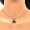 Juego de Arete y Dije de Adulto 10.175.0057.4 Plata Rodinada, con Zirconia Cubica Negro y Micro Pave Blanca, Pulido, Rodinado