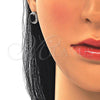 Juego de Arete y Dije de Adulto 10.175.0077.4 Plata Rodinada, con Zirconia Cubica Negro y Micro Pave Blanca, Pulido, Rodinado