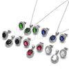 Juego de Arete y Dije de Adulto 10.175.0077.4 Plata Rodinada, con Zirconia Cubica Negro y Micro Pave Blanca, Pulido, Rodinado