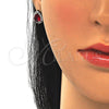 Juego de Arete y Dije de Adulto 10.175.0079.3 Plata Rodinada, Diseño de Gota, con Zirconia Cubica Granate y Blanca, Pulido, Rodinado