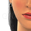 Juego de Arete y Dije de Adulto 10.175.0079.4 Plata Rodinada, Diseño de Gota, con Zirconia Cubica Negro y Blanca, Pulido, Rodinado
